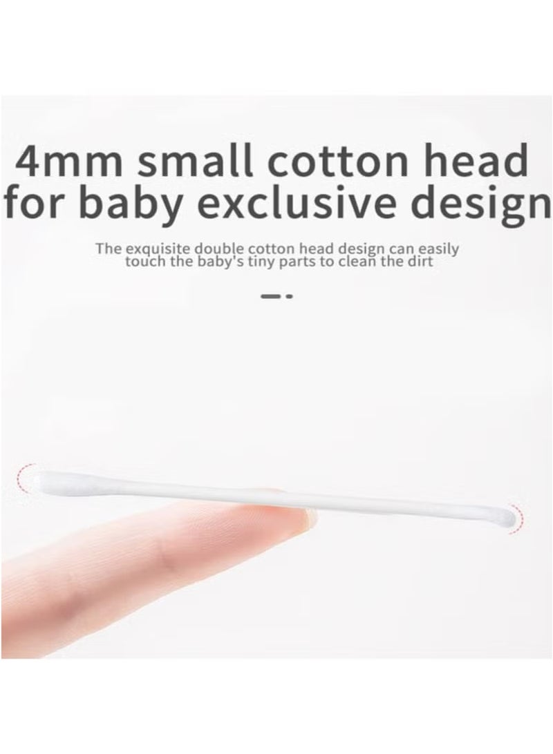 400Pcs Baby Cotton Swabs, Ear Cleaners, Double-headed Design, Biodegradable Baby Cotton Buds Kids Safety Swabs, Applicator Cleaning Sticks Wax Cleaner for Baby Ear Nose Clean - Image 4