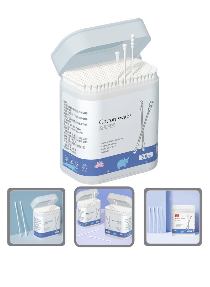 400Pcs Baby Cotton Swabs, Ear Cleaners, Double-headed Design, Biodegradable Baby Cotton Buds Kids Safety Swabs, Applicator Cleaning Sticks Wax Cleaner for Baby Ear Nose Clean - Image 2