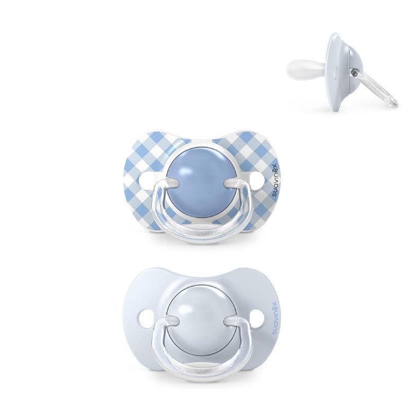 Suavinex, Pack of 2 Pacifiers for Babies 0/6 Months and Newborns, with Silicone Physiological Teat SX Pro Symmetrical, Flat and Flexible, Respects Oral Development, Wild&Free Blue - Image 1
