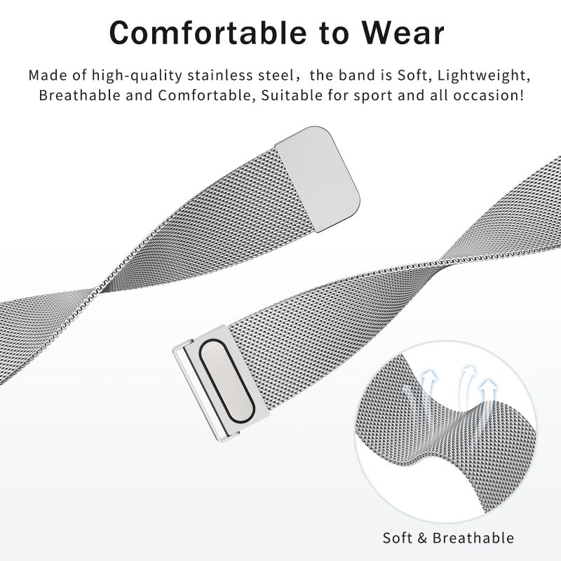 Meliya for Garmin Vivoactive 4 / Venu 3 / Venu 2 Watch Band Women Men, Stainless Steel Metal Replacement Strap for Garmin Venu 3, Venu 2, Vivoactive 4, Forerunner 255/265 Smart Watch (Silver) - Image 3