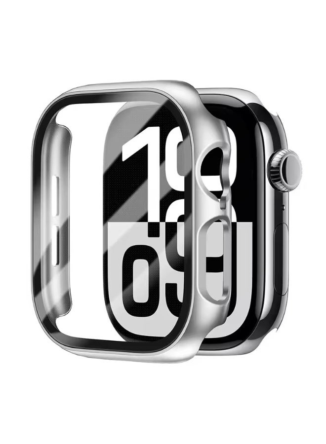 Hard Case Compatible with Apple Watch Series 10 46mm(2024), with 9H Tempered Glass Screen Protector [360° Shockproof + Anti Scratch] Cover for iWatch S10 46mm-Silver - Image 1