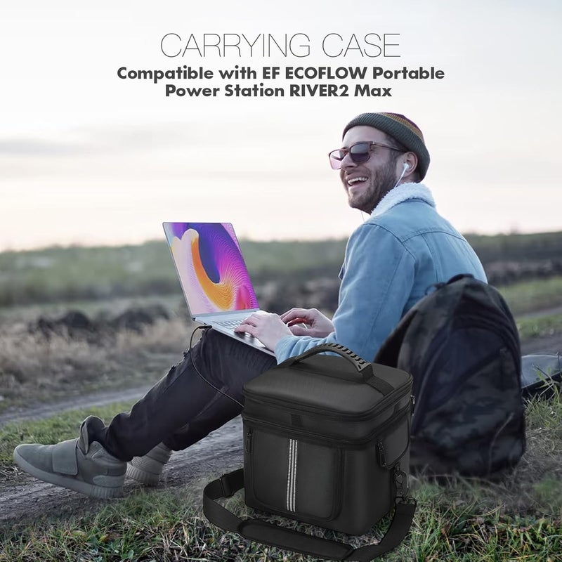 EUGOOCX Carrying Case Compatible with ECOFLOW River River 2 MAX Portable Power Station, Travel Storage Bag with Zipper Windows for Generator, Charging Cable and Accessories - Image 2