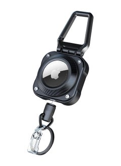 Y&D Airtag Retractable Keychain, Heavy Duty Carabiner Badge Holder with 31.5'' Wire Rope, 8 oz Tactical ID Reel for Apple Air Tag, Black  - Image 1