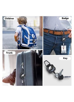 Y&D Airtag Retractable Keychain, Heavy Duty Carabiner Badge Holder with 31.5'' Wire Rope, 8 oz Tactical ID Reel for Apple Air Tag, Black  - Image 2