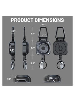 Y&D Airtag Retractable Keychain, Heavy Duty Carabiner Badge Holder with 31.5'' Wire Rope, 8 oz Tactical ID Reel for Apple Air Tag, Black  - Image 5