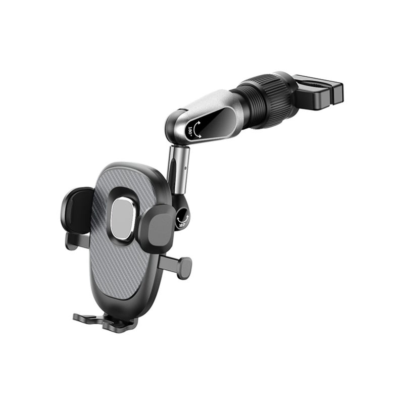 Rearview Mirror Phone Holder: Black Type 2 360° Rotating Angle - Stable One-Hand Operation Phone Mount for Car Safe Driving & Multi-Scene Use - Image 1