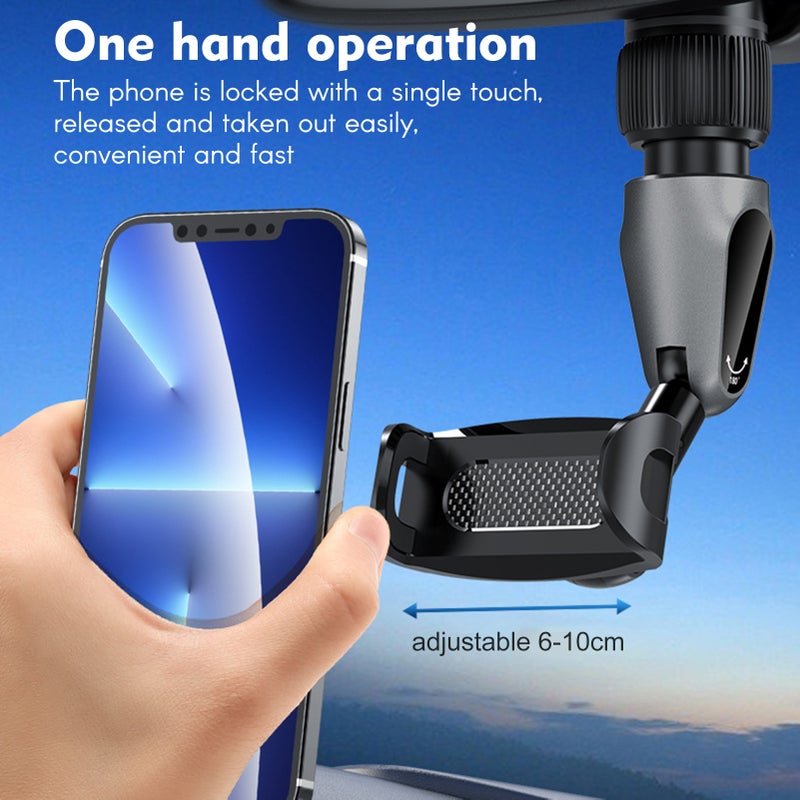 Rearview Mirror Phone Holder: Black Type 2 360° Rotating Angle - Stable One-Hand Operation Phone Mount for Car Safe Driving & Multi-Scene Use - Image 3