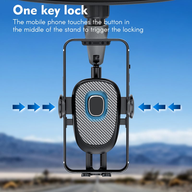Rearview Mirror Phone Holder: Black Type 2 360° Rotating Angle - Stable One-Hand Operation Phone Mount for Car Safe Driving & Multi-Scene Use - Image 4