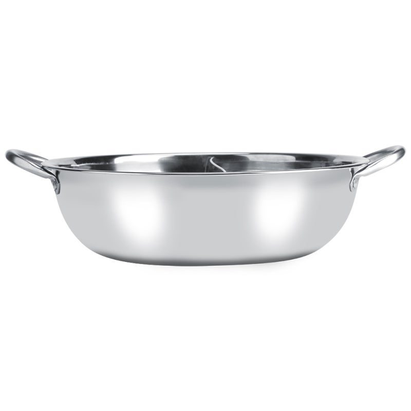 Dual Flavor Hot Pot 32cm: Extra Thick Stainless Steel, Uniform Heat Absorption - Hollow Low-Heat Handle, Non-Stick Easy Clean Divided Hot Pot for Family Home Kitchen, Restaurant Use, Induction & Gas H - Image 2