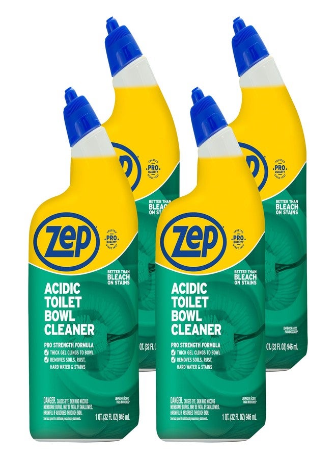 Zep Acidic Toilet Bowl Cleaner - 32 oz (Case of 4) - ZUATBC324 - Experience the Ultimate Cleaning Power with Our 2x Thicker Clinging Formula, Designed to Deliver a Professional-Quality Clean - Image 1