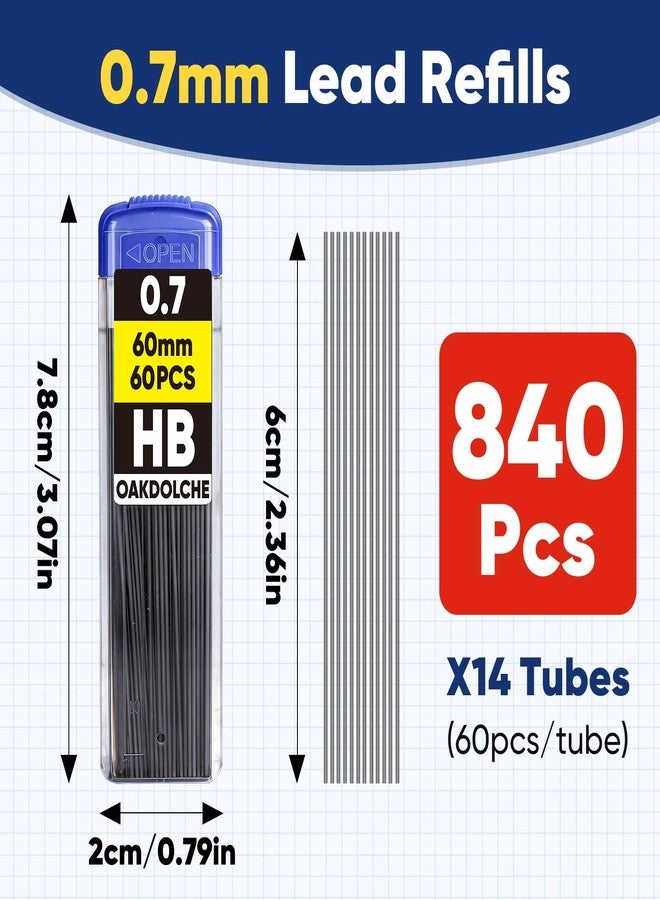 OAKDOLCHE 840 pcs Lead Refills, 0.7mm Mechanical Pencil Lead HB, Break Resistant Pencil Refills, Black,14 Tubes(60pcs/tube) - Image 2