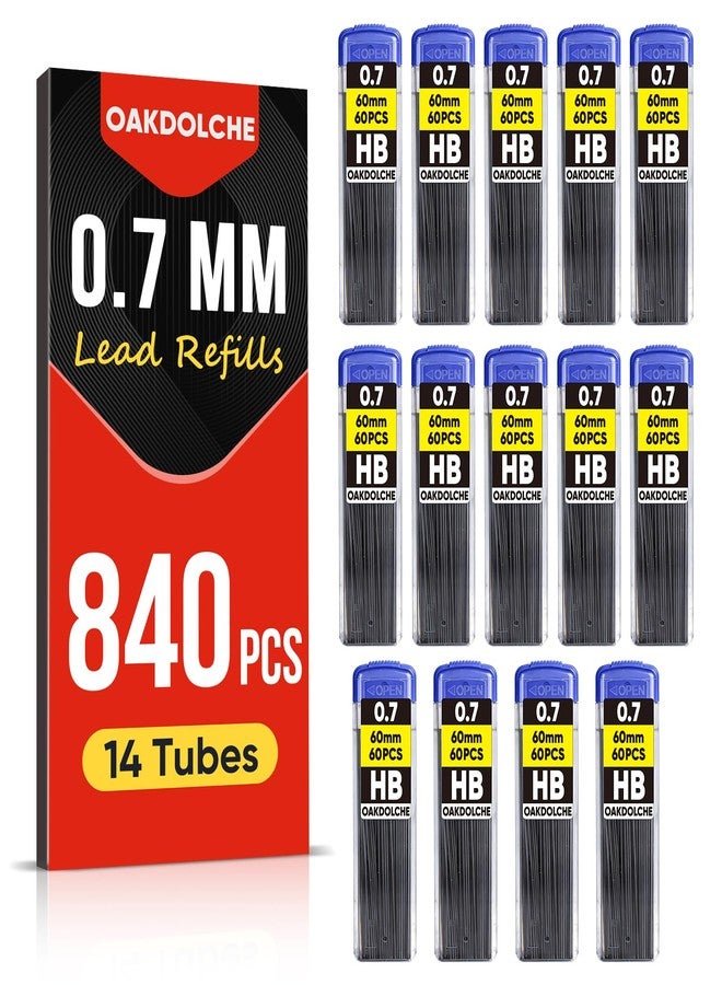 OAKDOLCHE 840 pcs Lead Refills, 0.7mm Mechanical Pencil Lead HB, Break Resistant Pencil Refills, Black,14 Tubes(60pcs/tube) - Image 1