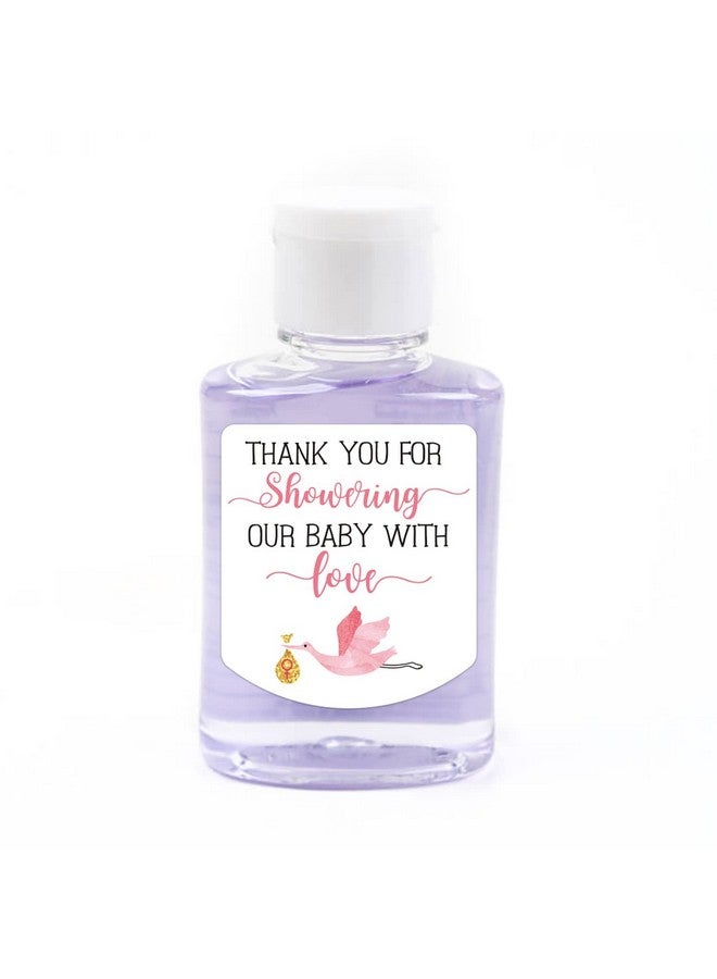 EKSPLODI Hand Sanitizer Labels Thank You for Showering Our Little One with Love Stickers, Baby Shower Favor Stickers, Baby Shower Party Favors for Girl. - Image 3