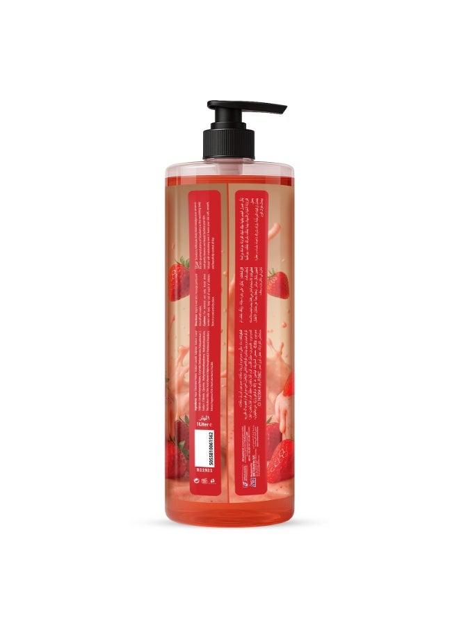 VCare V Care Delight Strawberry Milkshake Body Wash 1L - Gourmand Fragrance, Deep Cleansing & Moisturizing, Rich Lather Non-Drying Formula - Image 2