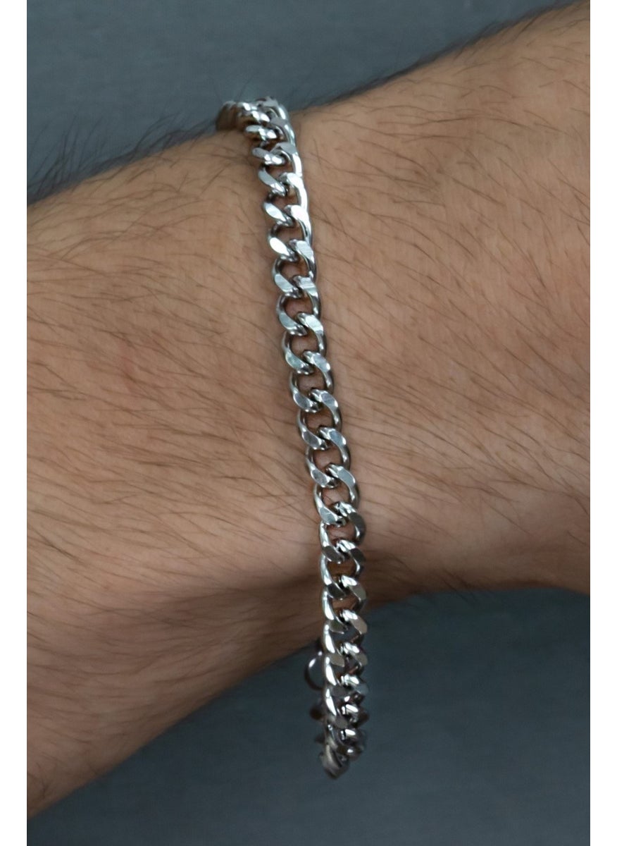 Takı Dükkanı Jewelry Shop Cuban Gourmet Men's Steel Chain Bracelet 7mm 21CM eck29b  - Image 4