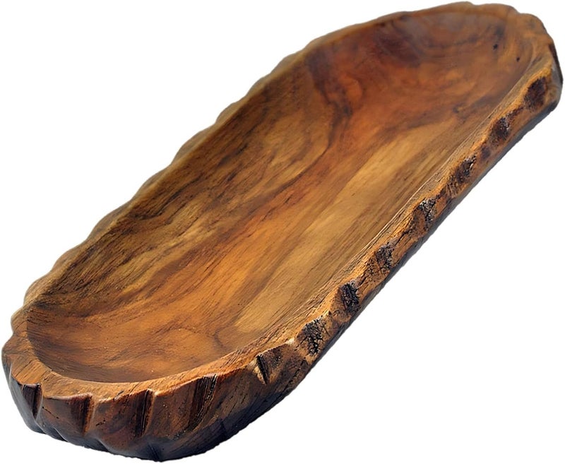 Thailand Style Teak Wood Charcuterie Board, 11 In / 28 Cm Rustic Platter With Wavy Edge, Oval Wooden Serving Platter, Decorative Fruit Tray For Serving - Image 1