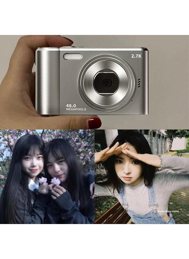 Generic Retro CCD4K Digital Camera Campus Mini HD High Pixel Small Student Party Entry Level Card Player-Body Color:[silver 4800w 2.7inch Screen/recommended]-package 1  - Image 5