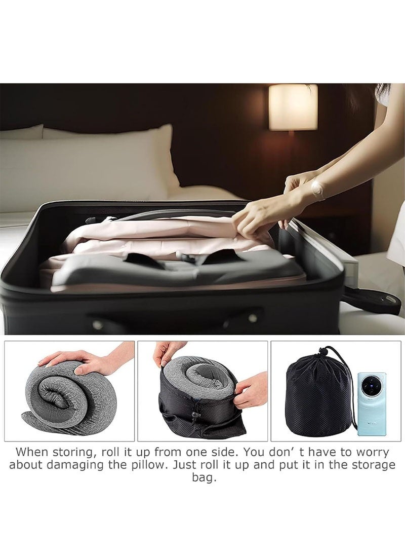 جايزهو وسادة الرقبة للسفر، وسادة الرقبة للسفر، وسادة ميموري فوم للطائرات، وسادة ميموري فوم للبالغين لدعم الرأس والرقبة للطائرة والمكتب والسيارات للنوم والراحة (رمادي غامق) - Image 4