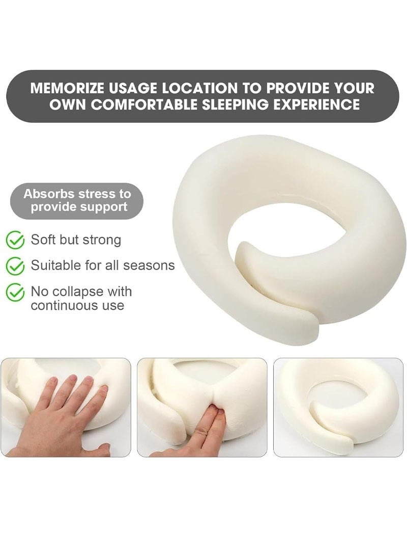 جايزهو وسادة الرقبة للسفر، وسادة الرقبة للسفر، وسادة ميموري فوم للطائرات، وسادة ميموري فوم للبالغين لدعم الرأس والرقبة للطائرة والمكتب والسيارات للنوم والراحة (رمادي غامق) - Image 3