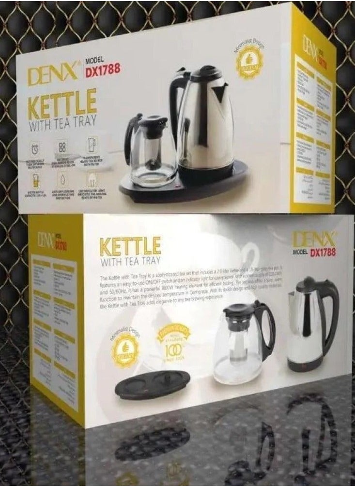 Denx Kettle With Tea Tray, Electric Kettle With Tea Tray And Automatic Shut-Off Feature, Transparent Glass Tea Maker With Filter - Image 3