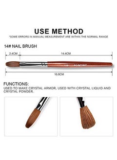 KADS Kolinsky Sable Acrylic Nail Art Brush Red Wood Pen Nail Brush For Nail Art Manicure Tool (14)  - Image 5