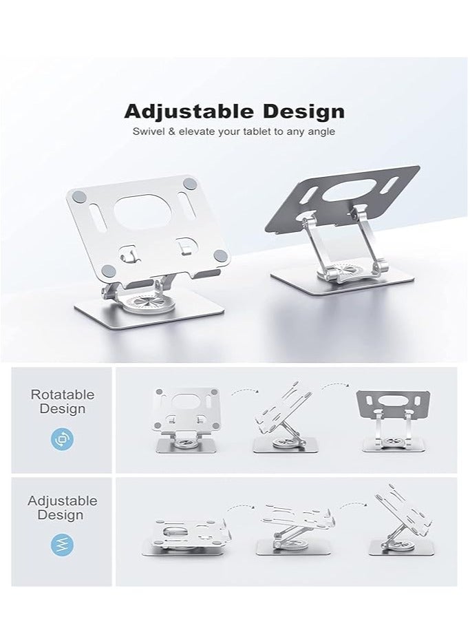 General Tablet Desktop Stand, Adjustable 360° Swivel Base, Heavy Duty Aluminum Aloy, Compatible with 4.7-12 Inch Tablet or iPad, Office Home Kitchen Student Stand  - Image 2