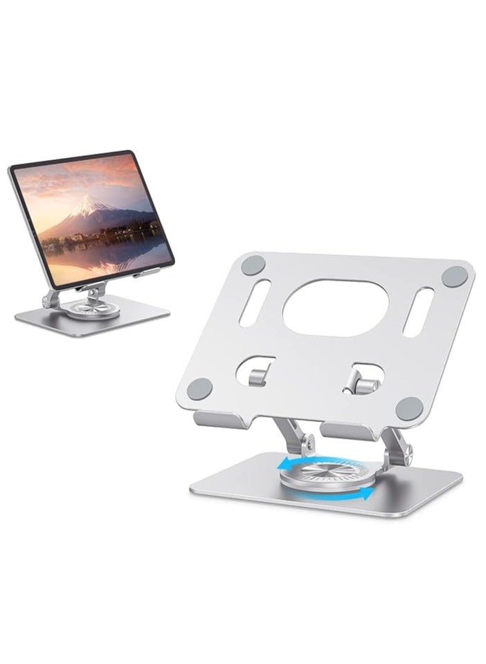 General Tablet Desktop Stand, Adjustable 360° Swivel Base, Heavy Duty Aluminum Aloy, Compatible with 4.7-12 Inch Tablet or iPad, Office Home Kitchen Student Stand  - Image 1