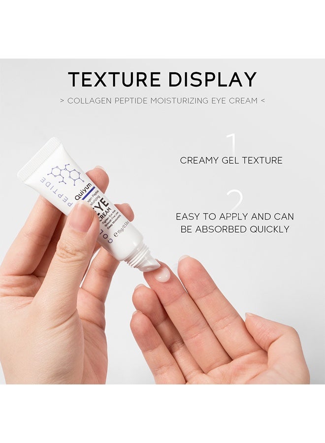 QUIYUM Moisturizing Collagen Peptides Eye Cream ,for Dark Circles and Puffy Eyes, Anti Wrinkle Eye Cream, Crow's Feet, and Eye Bags, Caffeine Eye Cream, All Skin Types 15g - Image 4
