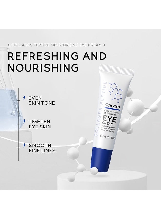 QUIYUM Moisturizing Collagen Peptides Eye Cream ,for Dark Circles and Puffy Eyes, Anti Wrinkle Eye Cream, Crow's Feet, and Eye Bags, Caffeine Eye Cream, All Skin Types 15g - Image 3