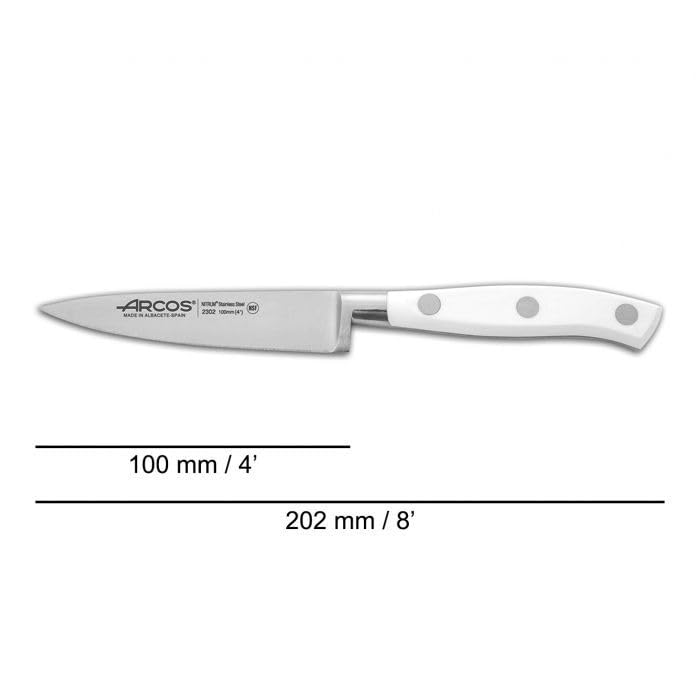 Arcos Forged Knife 4 Inch Stainless Steel. Kitchen Knife for Peeling Fruits and Vegetables. Ergonomic Polyoxymethylene Handle and 100mm Blade. Series Riviera Blanc. Color White - Image 3