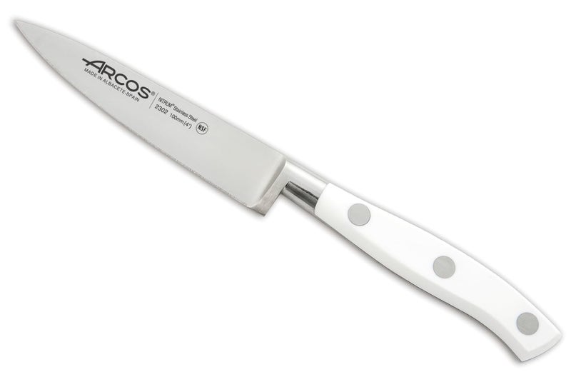 Arcos Forged Knife 4 Inch Stainless Steel. Kitchen Knife for Peeling Fruits and Vegetables. Ergonomic Polyoxymethylene Handle and 100mm Blade. Series Riviera Blanc. Color White - Image 4