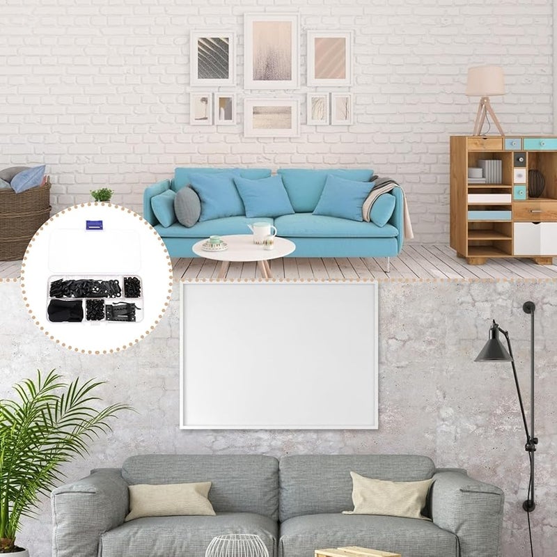 Heavy Duty Picture Hanging Kit with Turn Buttons and Back Plates for Home Office Gallery Easy to Install Includes Screws Nails Storage Box - Image 4