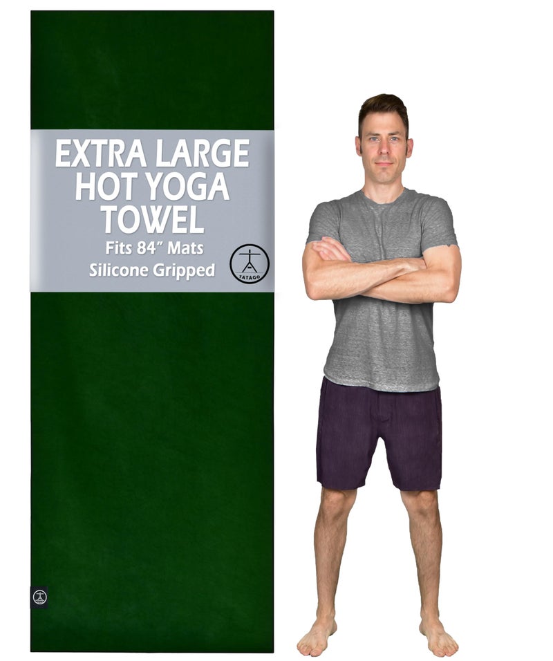 Tatago Hot Yoga Mat Towel Non Slip for Hot Yoga 7284 inch Mats Our Hot Yoga Towel Non Slip Silicone Dabs Absorbent Microfiber Blend Gives You More Grip As You Drip Ezmeraldo XL 84