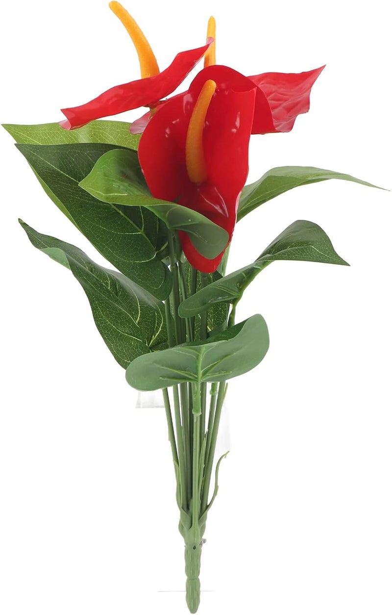 Dioche Flowers, Artificial Flower Bouquet Fake Flowers for Decoration Red Anthurium Flowers for Wedding Home Garden Decor - Image 1