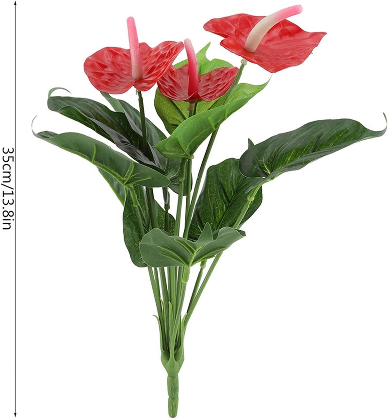 Dioche Flowers, Artificial Flower Bouquet Fake Flowers for Decoration Red Anthurium Flowers for Wedding Home Garden Decor - Image 5