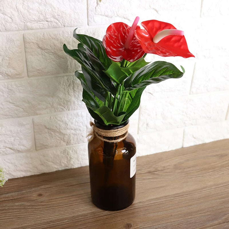 Dioche Flowers, Artificial Flower Bouquet Fake Flowers for Decoration Red Anthurium Flowers for Wedding Home Garden Decor - Image 3