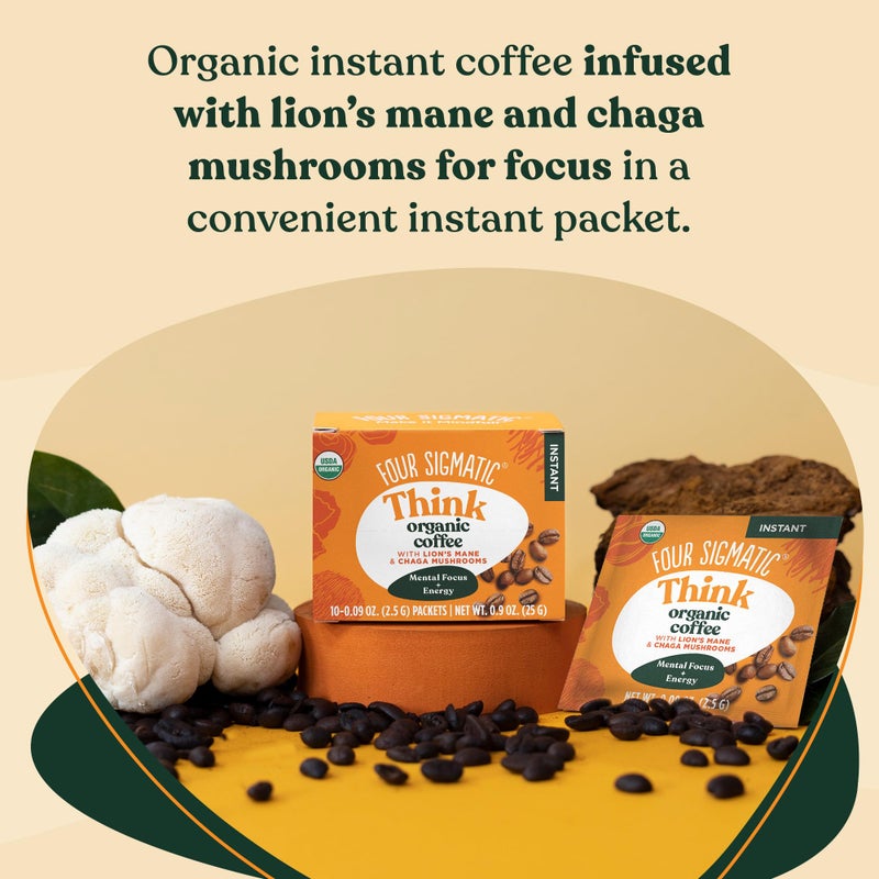 Four Sigmatic Focus Organic Mushroom Coffee | Instant Mushroom Coffee Mix with Lion's Mane, Chaga and Rhodiola for Better Focus and Immune Support | 10 Packets - Image 4