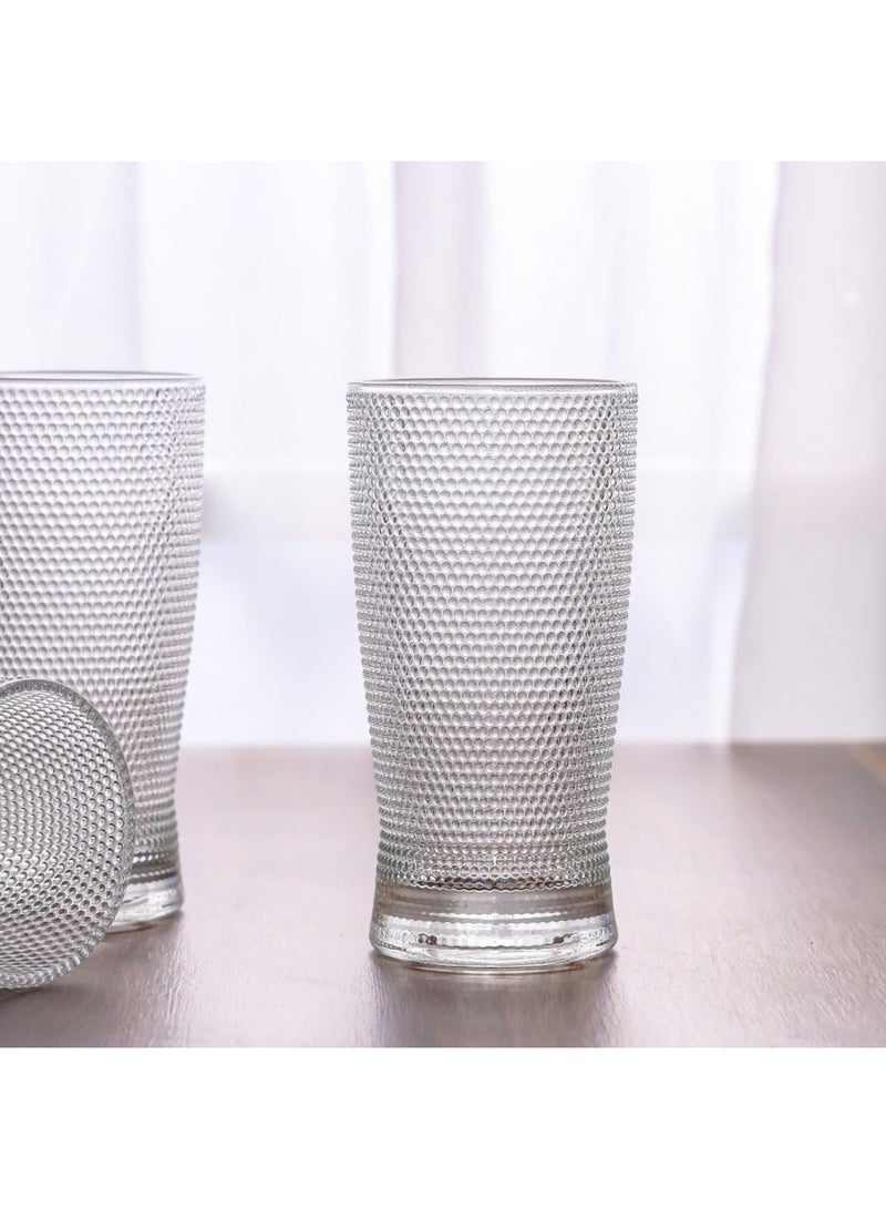 DANUBE HOME طقم كؤوس زجاجية مينييتا 4 قطع – كؤوس شرب أنيقة ومتينة للاستخدام في المنزل والمكتب، مثالية للماء، العصير، الكوكتيلات، أدوات المطبخ الزجاجية 330 مل - Image 2