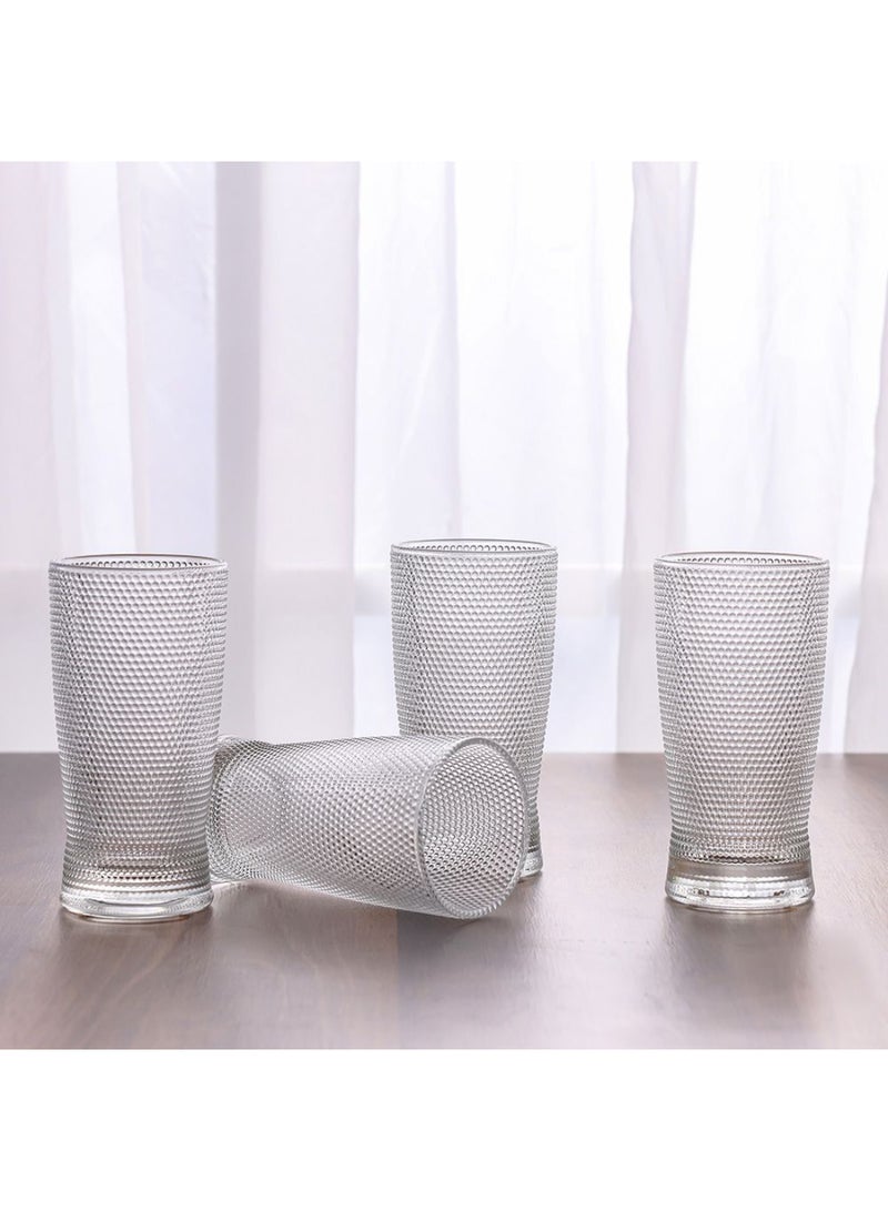 DANUBE HOME طقم كؤوس زجاجية مينييتا 4 قطع – كؤوس شرب أنيقة ومتينة للاستخدام في المنزل والمكتب، مثالية للماء، العصير، الكوكتيلات، أدوات المطبخ الزجاجية 330 مل - Image 1