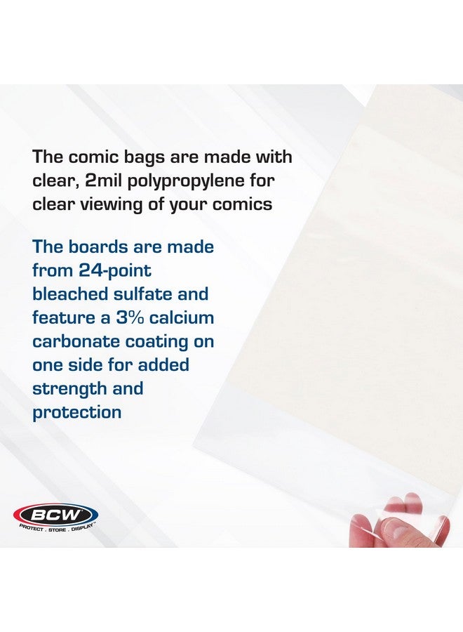 BCW Current Comic Boards and Bags Combo | 100 Polypropylene Comic Bags & Backer Boards | Acid-Free Archival Quality | Crystal Clear | Preserves Collectible Comics | Fits Standard Comic Storage Boxes - Image 4