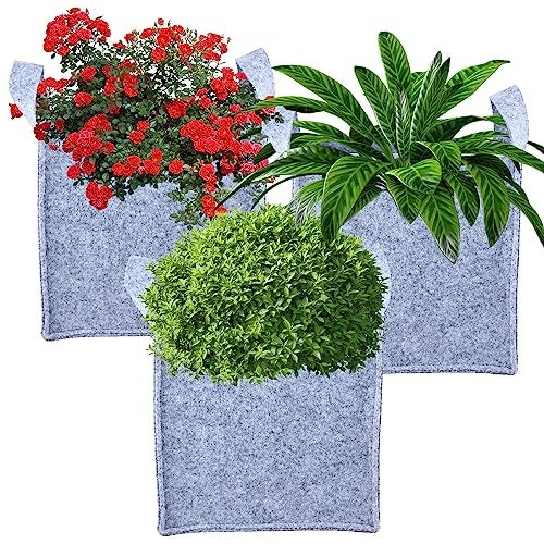 Oriley Grow Bag Heavy Duty Geo Fabric Plants Flower Growing Bags Floor Standing Mount Type for Home Garden Balcony Nursery (Grey, Square, 300 GSM 10x10x10 inch Pack of 3) - Image 1