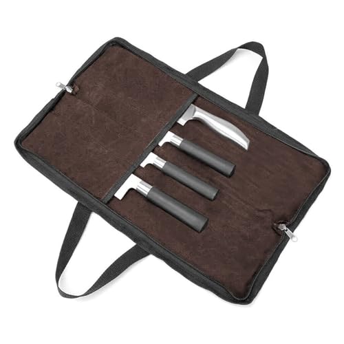 QEES Knife RollHeavy Duty Knife BagWaxed Canvas knife Case with 4 Slots For Knives  Kitchen ToolsChef Knife Bag With HandlePortable Knife Roll Bag For Chefs Culinary TravelingKnives Pouch
