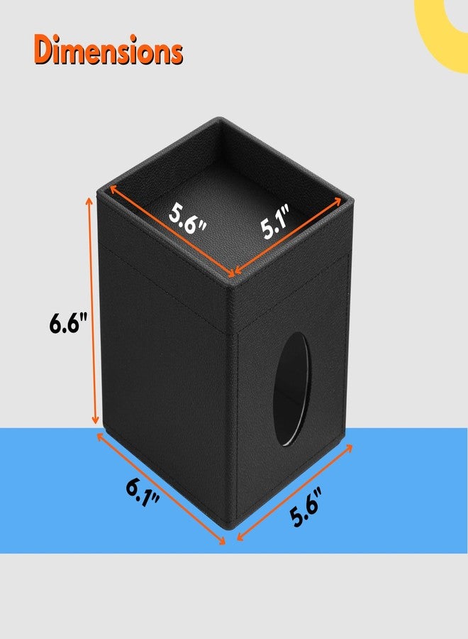 LAMOTI Leather Tissue Box Cover with Storage Tray, Square Facial Tissue Box Holder for Bathroom, Office Table, Countertop, Night Stand & More (Black) - Image 5