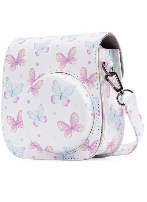 Fujifilm Instax Mini 11/9/8 Camera Case with Accessory Pocket and Adjustable Detachable Shoulder Strap (Butterfly Design) - Perfect for Instant Film Photography!
