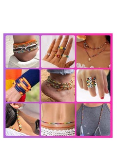 Grab Mantra Glass Seed And Clay Flat Polymer Beads Plus Charms 4 Rolls Elastic Thread String Cord For Jewelry Bracelets Necklace Household Craft  - Image 5