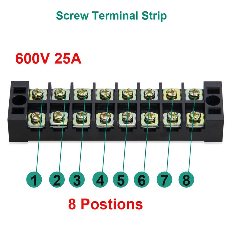 MILAPEAK Terminal & Barrier Strips - 600V 25A Dual Row Screw Terminals Blocks with Cover + 400V 25A Pre-Insulated Barrier Strip by 25A 8P+4pcs Jumpers MP-T003-04-067 - Image 4