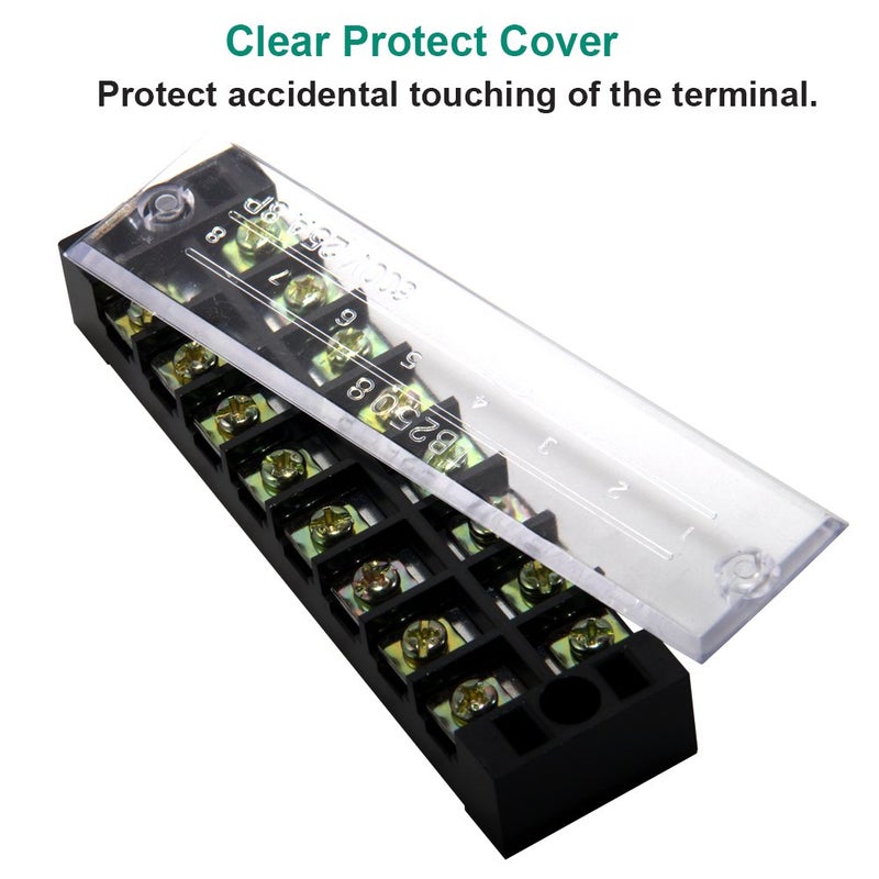 MILAPEAK Terminal & Barrier Strips - 600V 25A Dual Row Screw Terminals Blocks with Cover + 400V 25A Pre-Insulated Barrier Strip by 25A 8P+4pcs Jumpers MP-T003-04-067 - Image 3