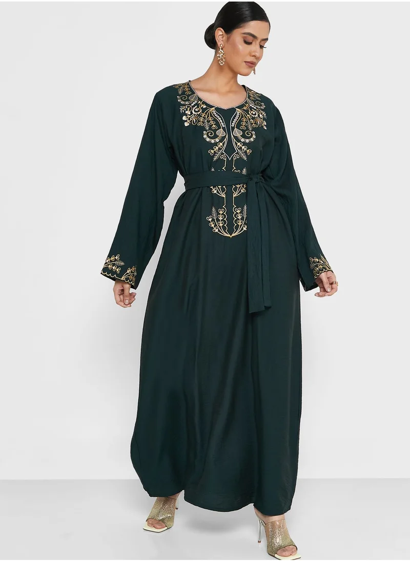 hayas closet Embellished Belted Jalabiya