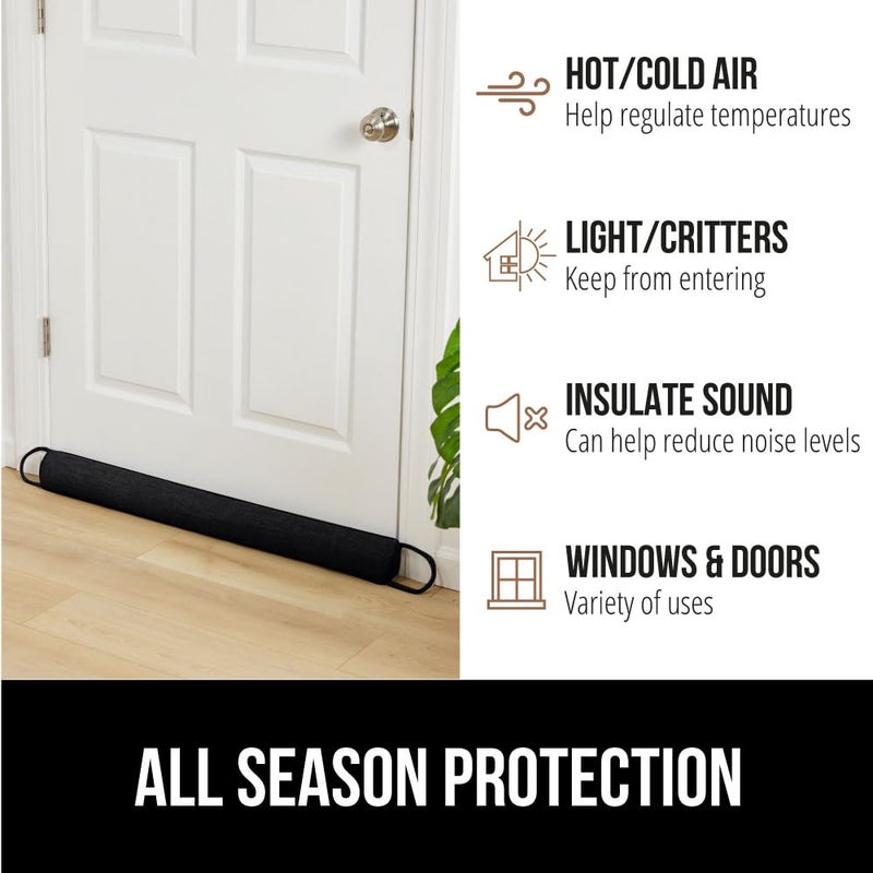 GORILLA GRIP Door Draft Stopper for Bottom of Doors, Sweep Weather Stripping Seal Noise, Cold Air Blocker, Soundproofing, Warmth Sealer, Easy Install Gap Filler, Home Essentials, 34 Inch, Black - Image 5