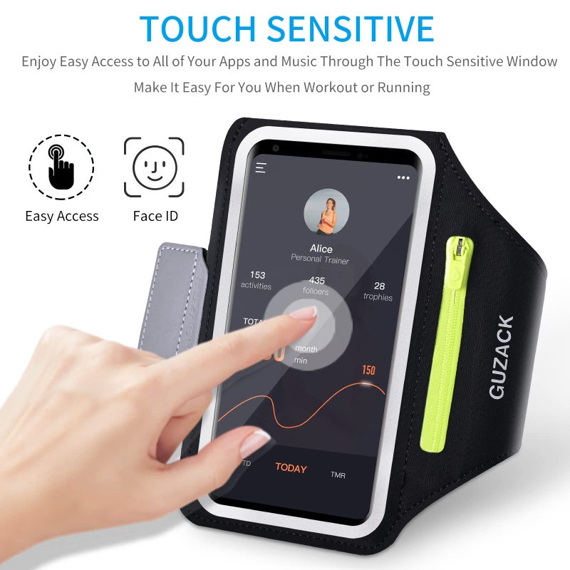 GUZACK Running Armband for iPhone 17 16 15 14 13 12 Pro Max/Plus/XR/XS, Galaxy S25/S24/S23/S22, with Card Slot & Key Pockets, Sports Arm Bands Cell Phone Holder Fit Up to 6.9 Inches Phone - Image 4